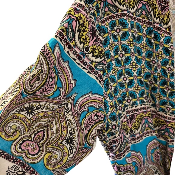 Chico’s Open Front Topper Jacket – Multicolor Boho Patchwork Size 2 (US 12/14) - Picture 4 of 10